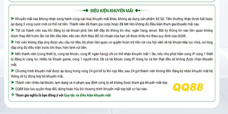 Điều kiện và hướng dẫn tham gia nhận khuyến mãi QQ88
