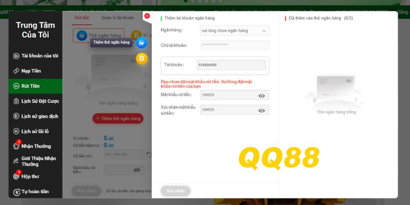 Thao tác rút tiền từ QQ88 dễ dàng và nhanh chóng